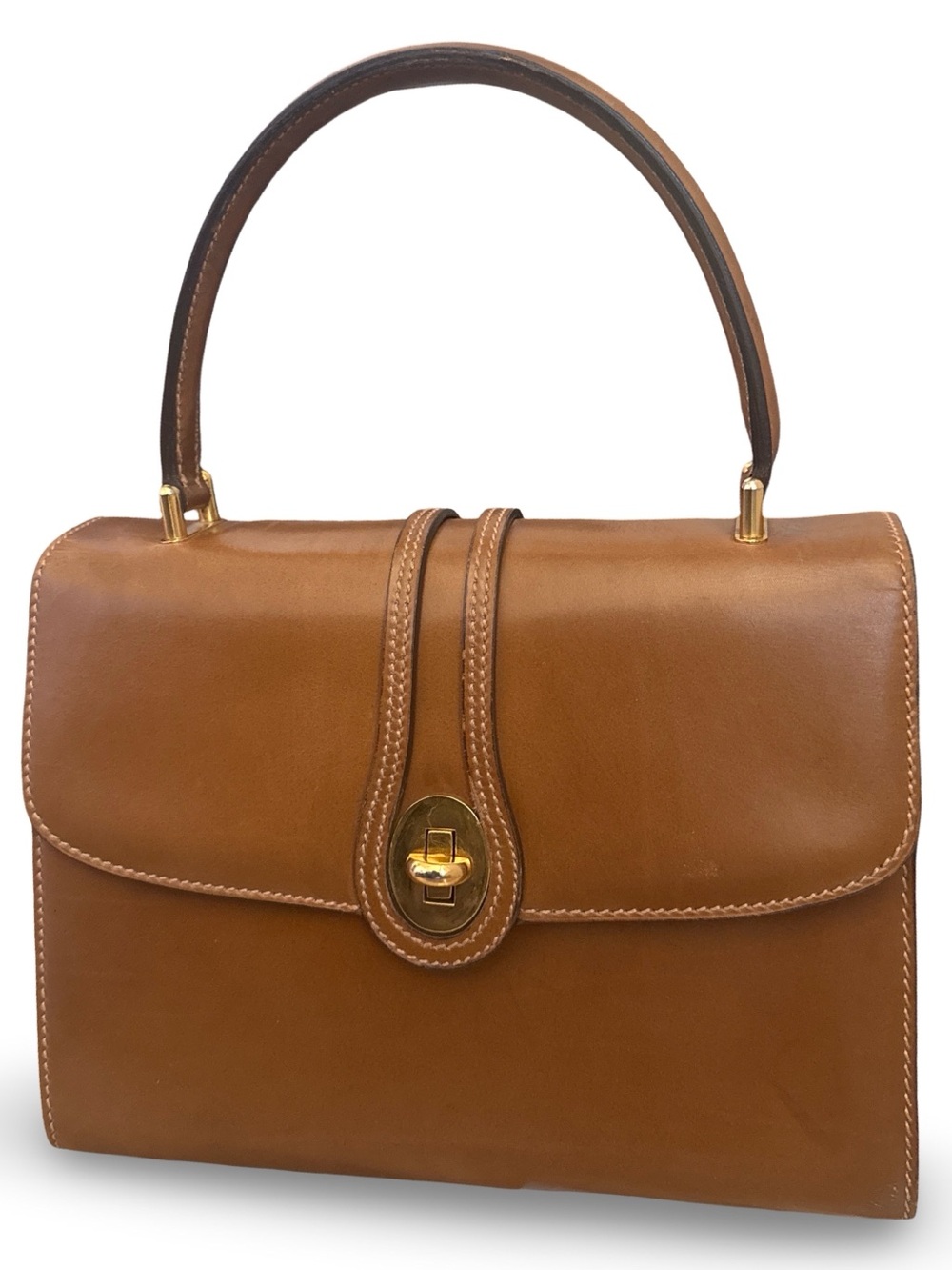 Gucci Brown and Beige Leather Fold-Over Wallet with Gold Logo